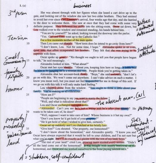 College writing annotation